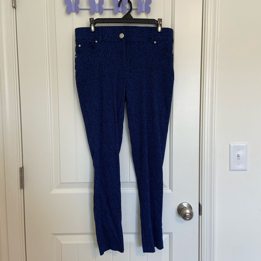 Verve Blues women’s‎ blue black patterned skinny fit stretchy flexible pants 10
